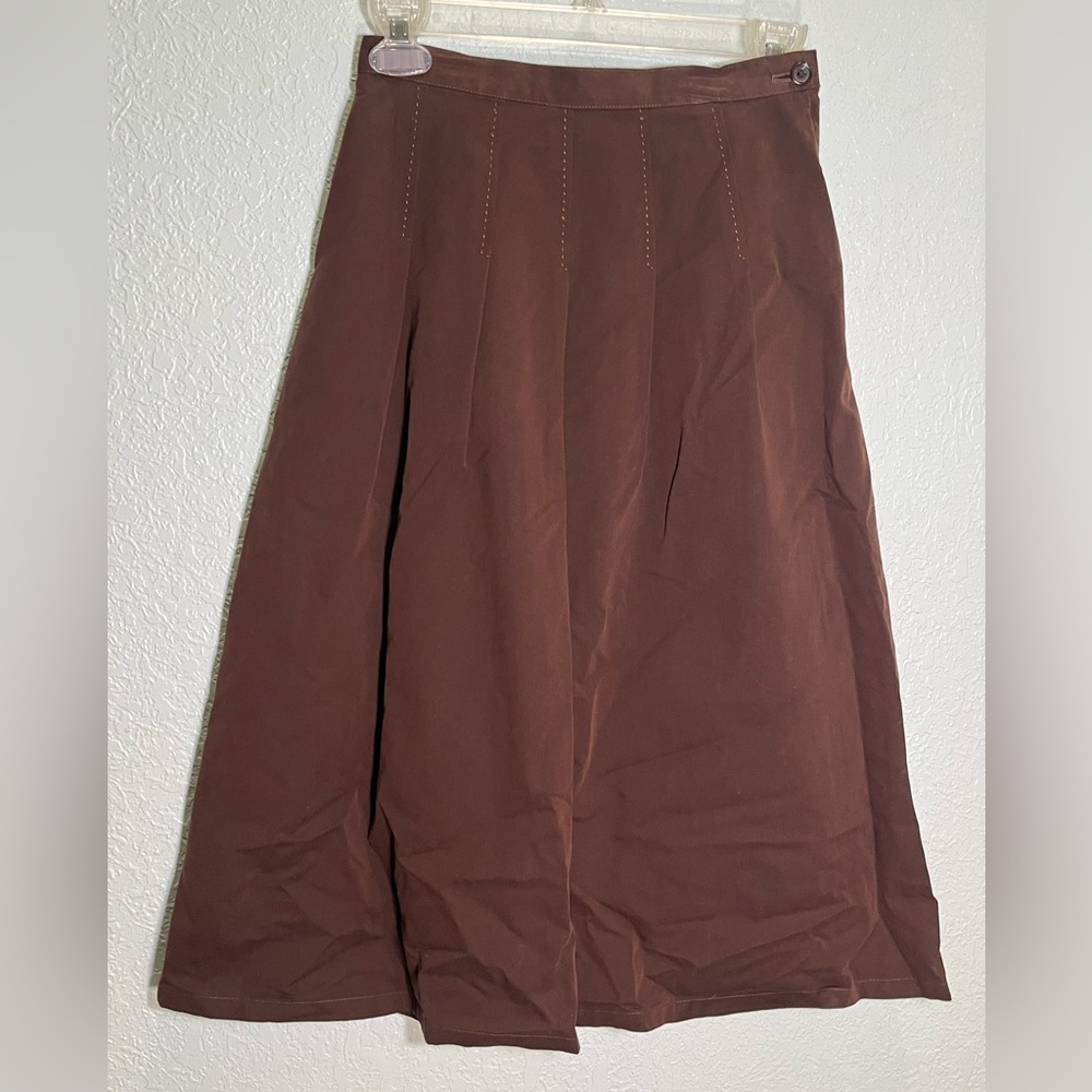 STYLINK VTG Japanese Dark Brown Drop Pleat A-Line Skirt Size XXS